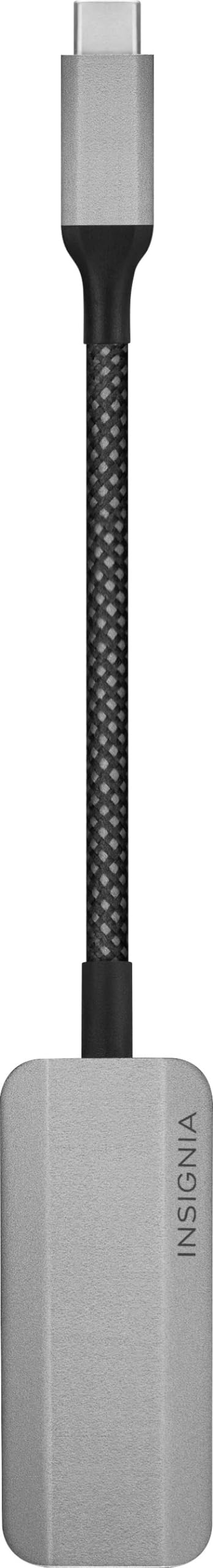 Insignia USB-C to Ethernet Adapter, Plug-and-Play Supports up to 1 Gbps High-Speed, Silver Black