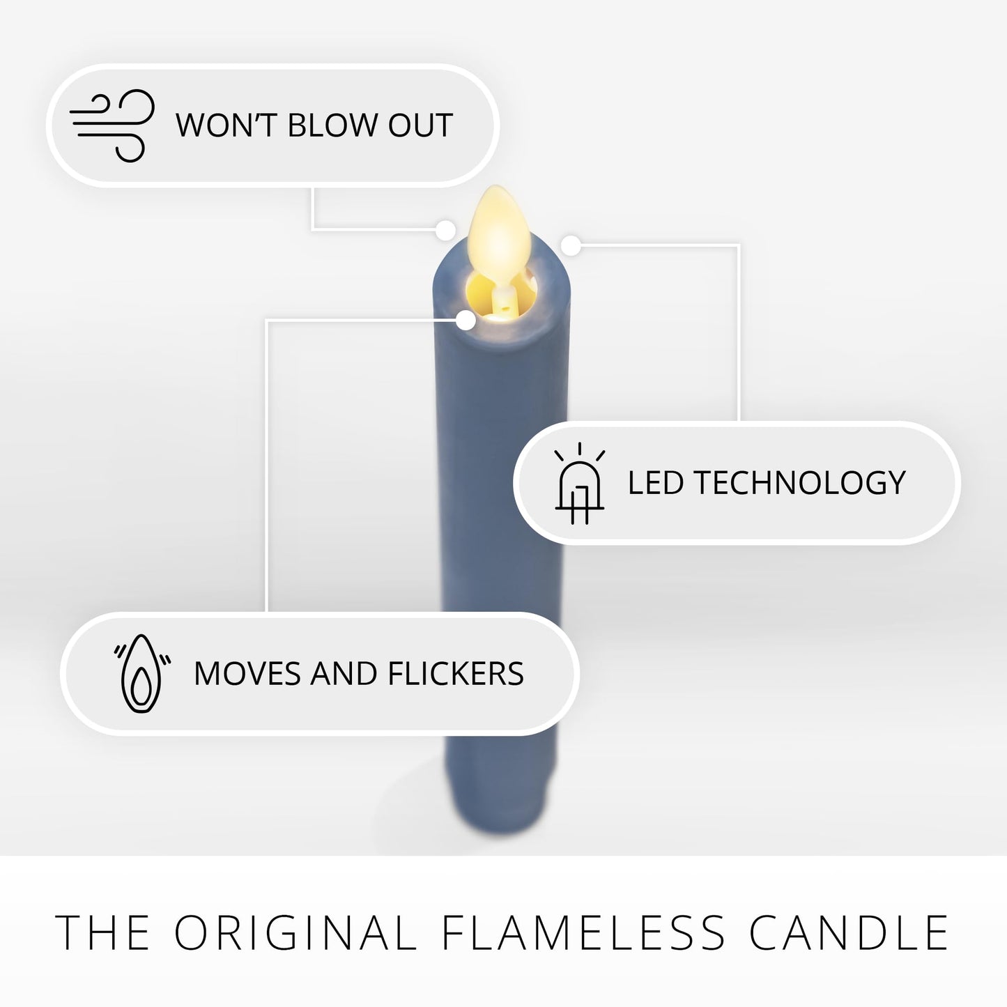 Luminara - Flameless Battery Operated Taper Candle - Spring Lake - Pack of 1-1x9.5 - LED Flickering Flame - Realistic Safe for Home Kids and Pets