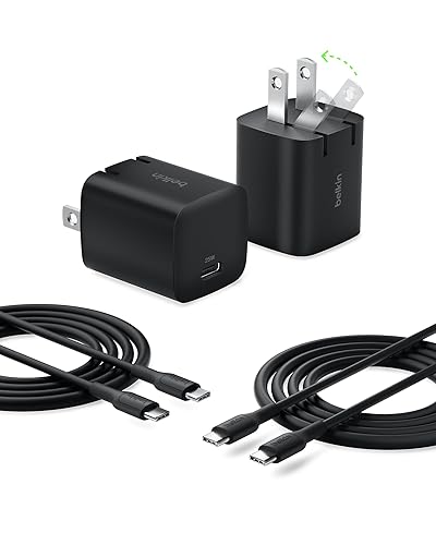Belkin USB C Charger Block 25W (2 Pack) USB C Cable Included - PD3.0 PPS Fast Charging for Samsung Galaxy S25, S24, Apple iPhone 17, Air, Pro, Pro