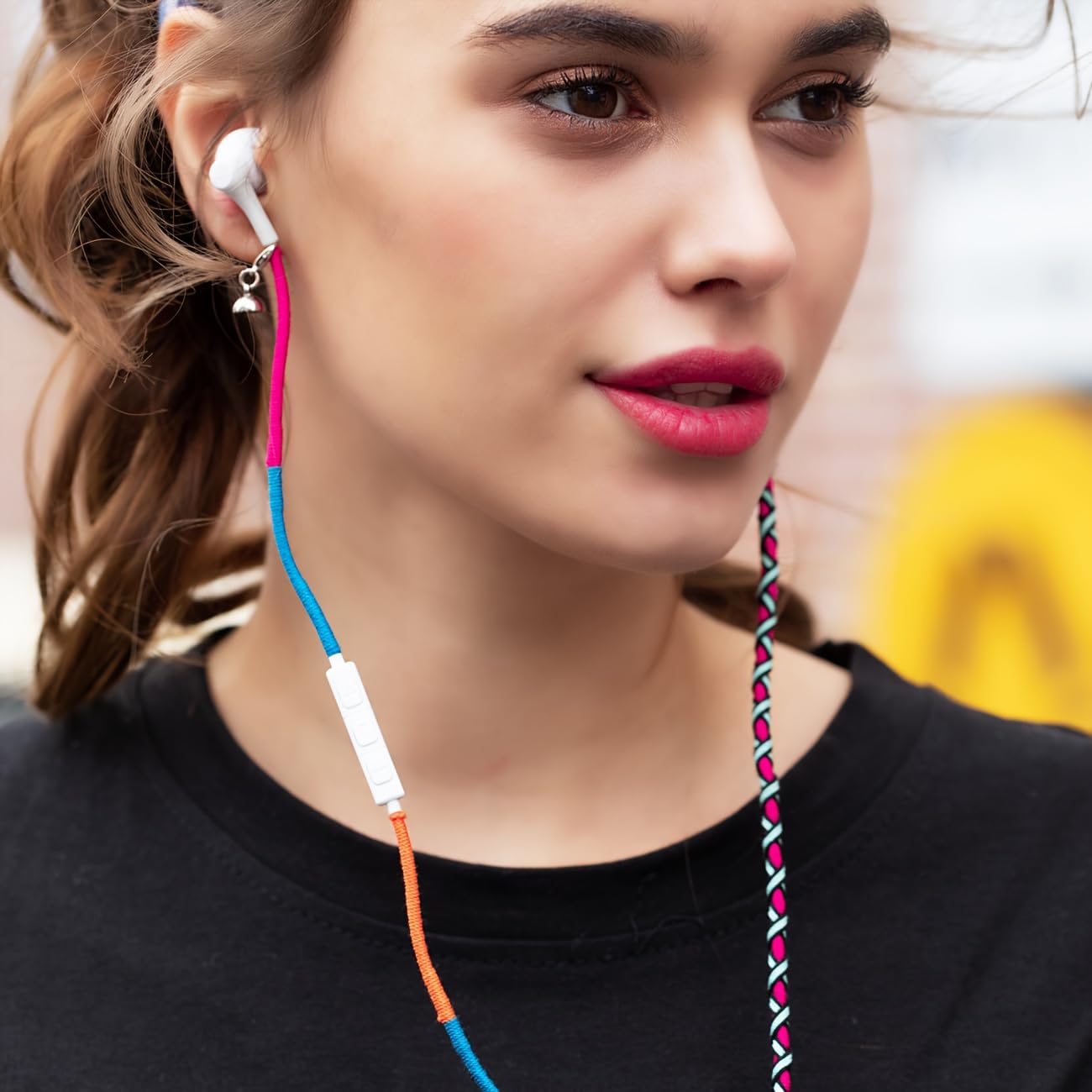 URIZONS Wired Earbuds USB-C with Microphone Bracelet Design Tangle-Free Necklace & Braided Colorful Cord Headphones, Magnetic Lock | Compatible