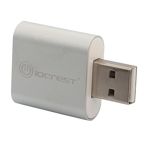 IO Crest SY-AUD20205 USB to Audio Adapter Convert PC USB Port into a Stereo Sound Card for Windows & Mac Silver