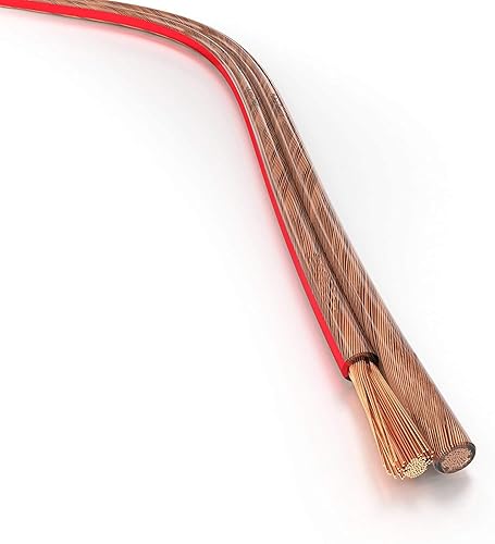 VOYZ 14 Gauge AWG Speaker Cable Twisted Wire with Flex Oxygen Free Clear PVC Sheathing - Ideal for Home Theater Speakers and Car Speakers Installation
