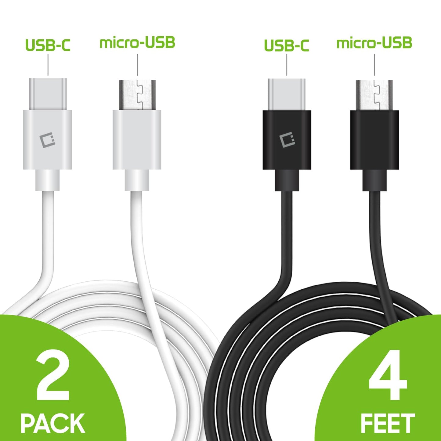 USB-C to Micro-USB Charging Cable, Fast Charging and Data Sync Cable, 3.3feet Long Cable-White for iPhone 15, iPad Air Pro, MacBook Pro, Samsung