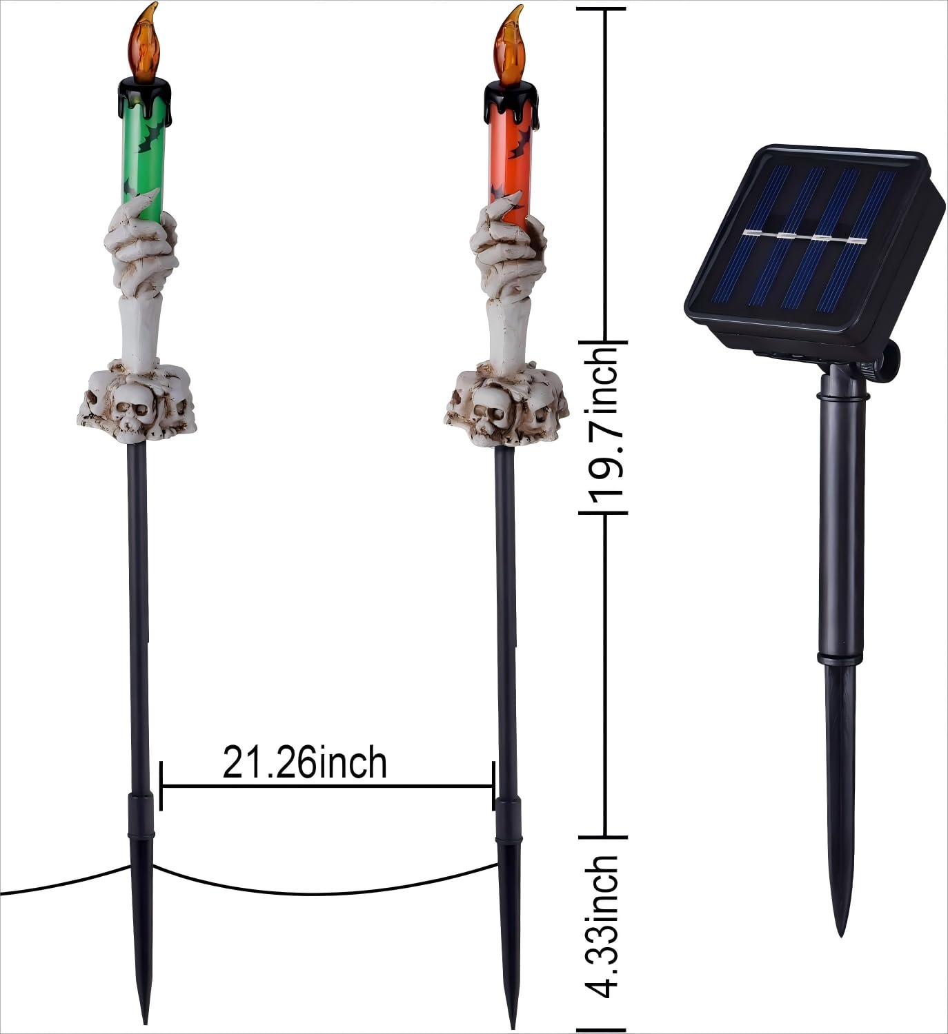 ILLUMINEW Halloween Pathway Lights, 5 Pack Candle Skull Hand Candle Holder, Waterproof Solar Halloween Led Lights, Indoor and Outdoor Party Home