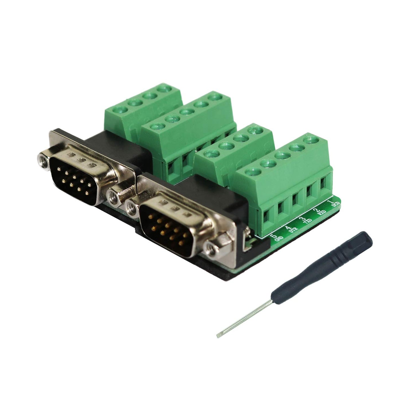 DB9 Breakout Connector Male, RS232 Serial 9 Pin Connector Db9 Terminal (Pack of 2)
