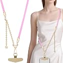 TiMOVO 2-in-1 Phone Lanyard Crossbody, Metal Cell Phone Chain Detachable Wrist Strap, Universal Smartphone Lanyard for Women, Pink