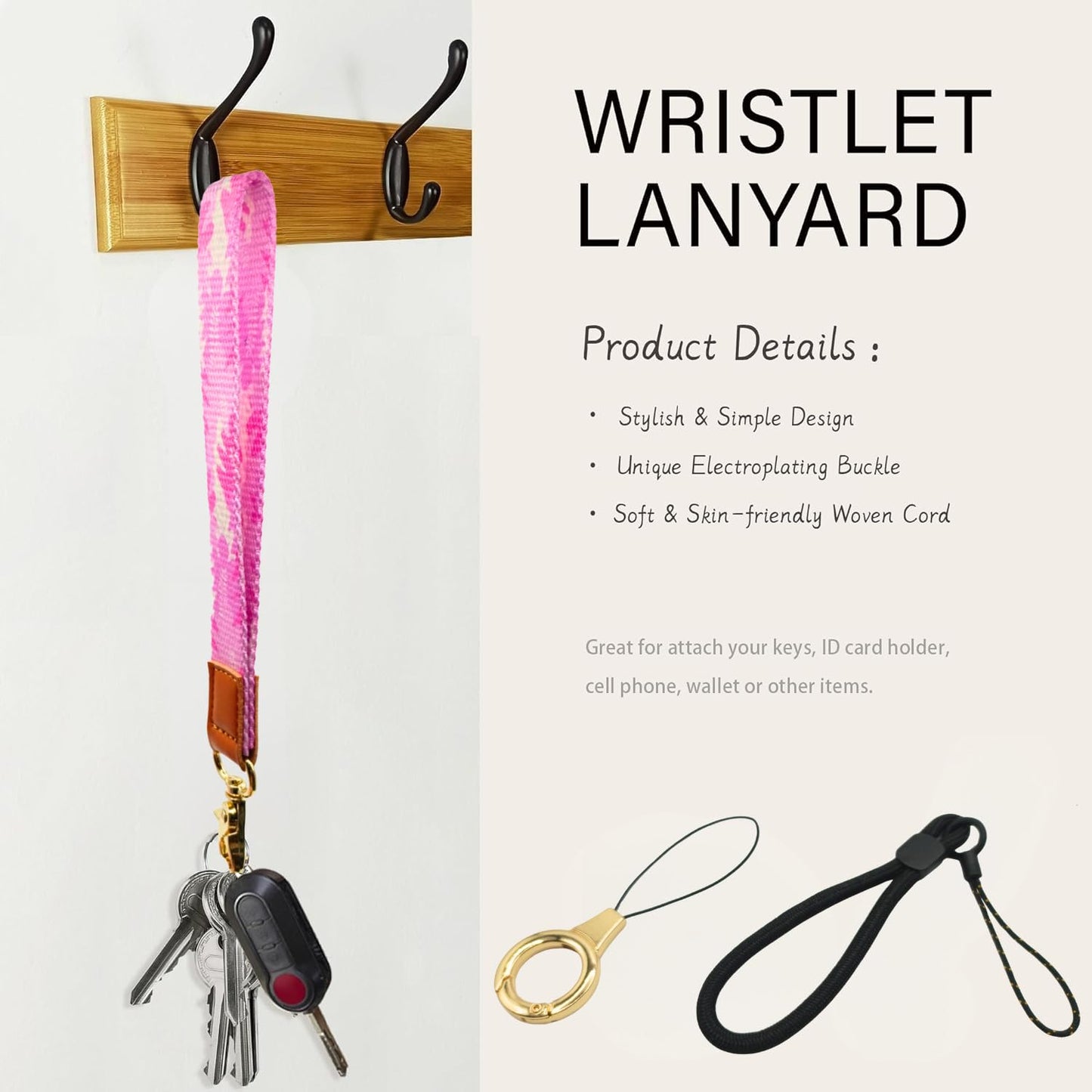 KUKEANVO Wrist Lanyard, Keychain Wristlet Strap for Keys, Wallet, Id Holder, Cell Phone, Camera, Badges, Key Chain Holder
