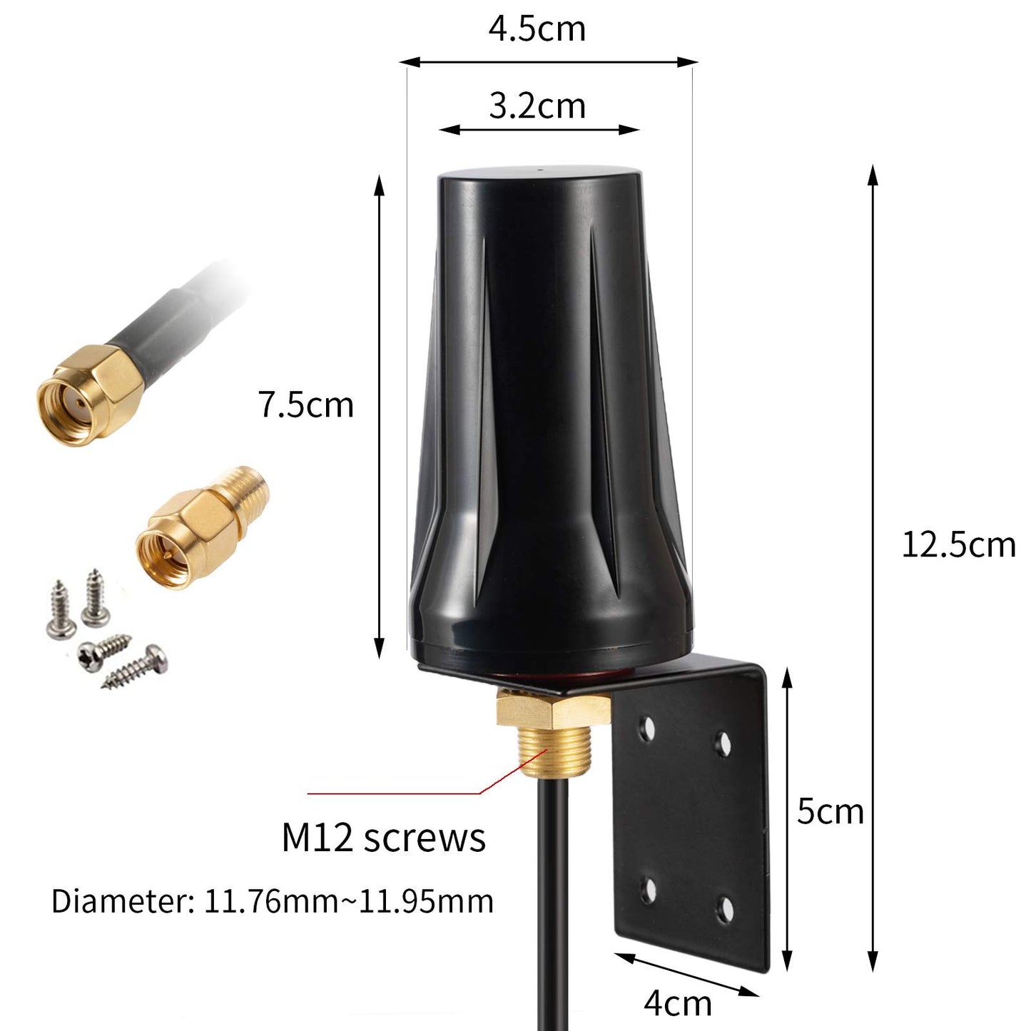 4G LTE Cellular Trail Camera Antenna with 10ft Low Loss Thicker Cable for Spypoint Flex Link Micro EVO Stealth Cam Tactacam Reveal X PRO Muddy