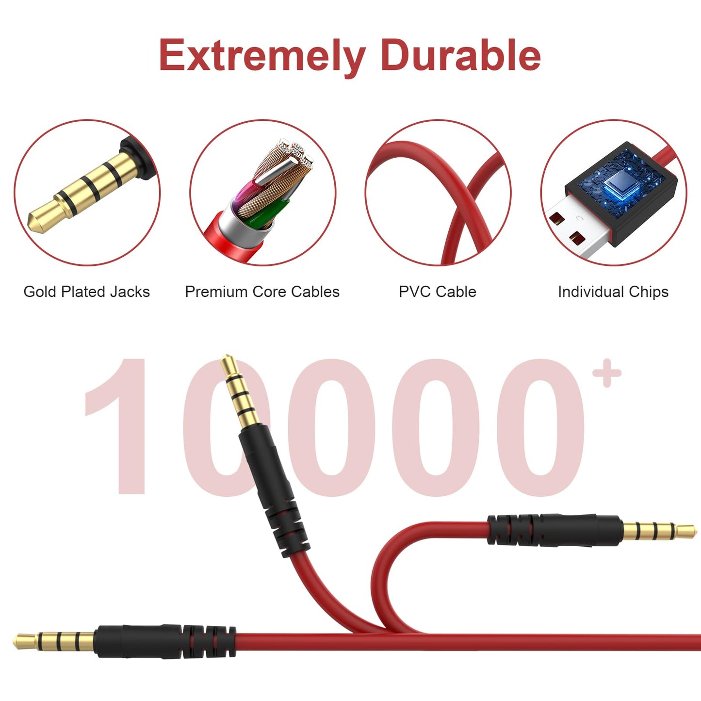 Alitutumao USB 3.5mm Jack Charging Cable Data Sync Cord Compatible with Beats by Dre Studio Solo Wireless Headphones,MP3 Player, iPod Shuffle, Voice