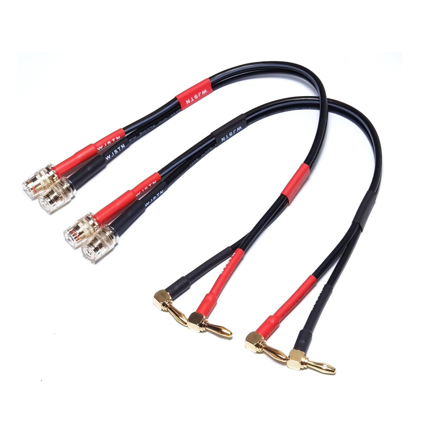 WJSTN Speaker Cable Extension with Right Angle Banana Plugs, 12 AWG, Banana Jack Connectors, Male to Female 4mm Banana Plugs Multifunctional Adapters