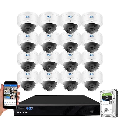 GW Security 16 Channel 6K NVR 8MP Smart AI Intelligence Security Camera System with 16 UHD 4K 2160P Microphone Waterproof PoE IP 130° Wide Angle