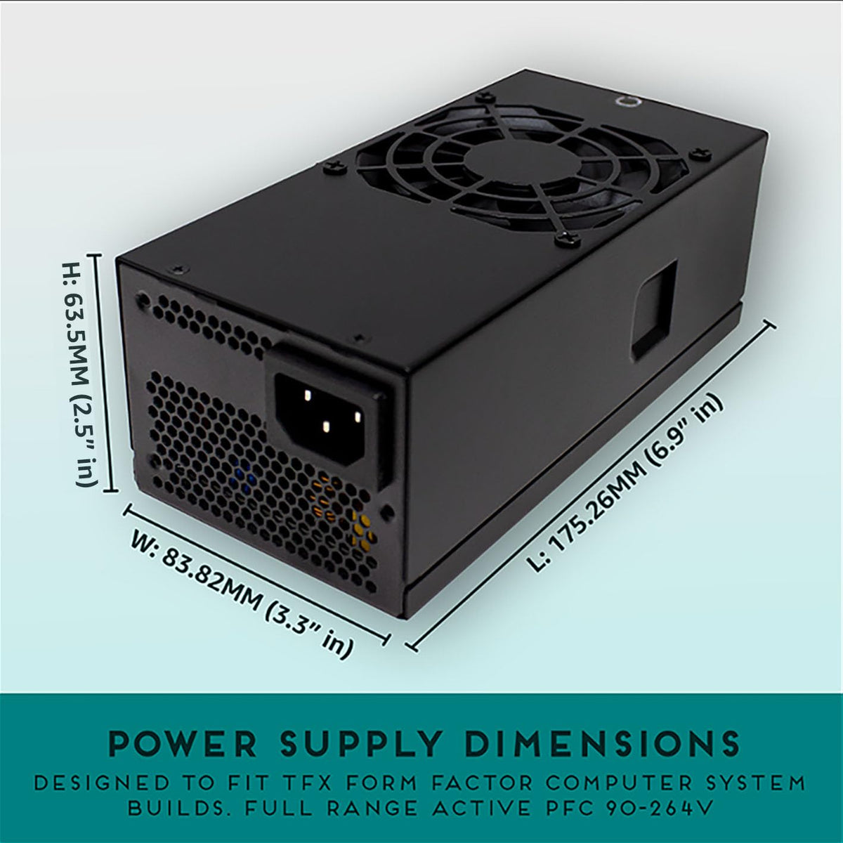 Apevia TFX-AP300W 300W TFX Power Supply, 80mm Fan, All PSU Protections
