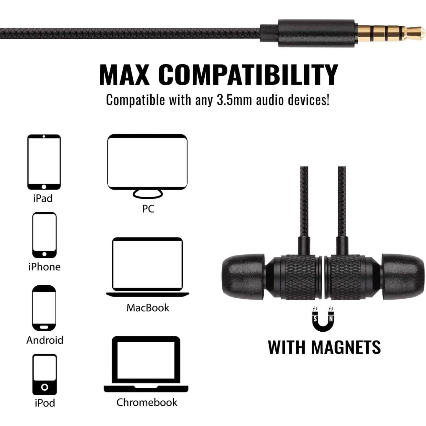 LUDOS Ultra Wired Earbuds in-Ear Headphones, 5 Years Warranty, Earphones with Microphone, Noise Isolating Ear Buds, Memory Foam for iPhone, Samsung