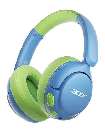 acer Kids Bluetooth Headphones, 85dB Volume Limiter, Foldable Wireless Over-Ear Headphones for iPad, Travel, 75H Playtime, Bluetooth 5.4, Built-in