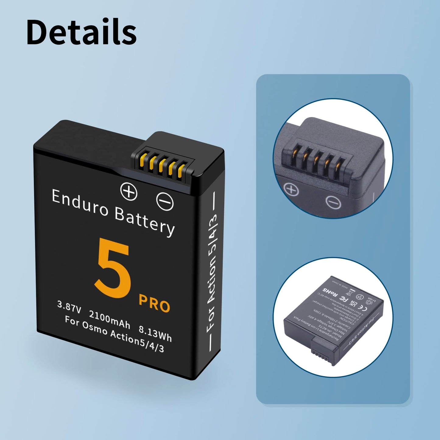 2 Pack For Osmo 360, Action 6, Action 5 Pro 4&3 Battery Compatible with DJI Osmo Action 6, Action 5 Pro Action 3 and Osmo Action 4 Cameras