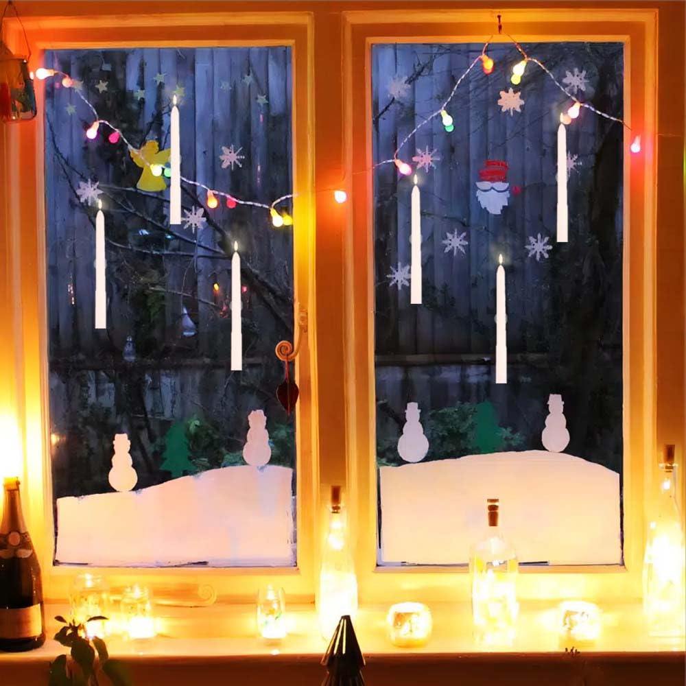 ZenQiKe Rechargeable Taper LED Candles 6 PCS with Remote Timer Suckers, 3D Flickering Flameless Light Window Candles,Battery Operated Candlesticks