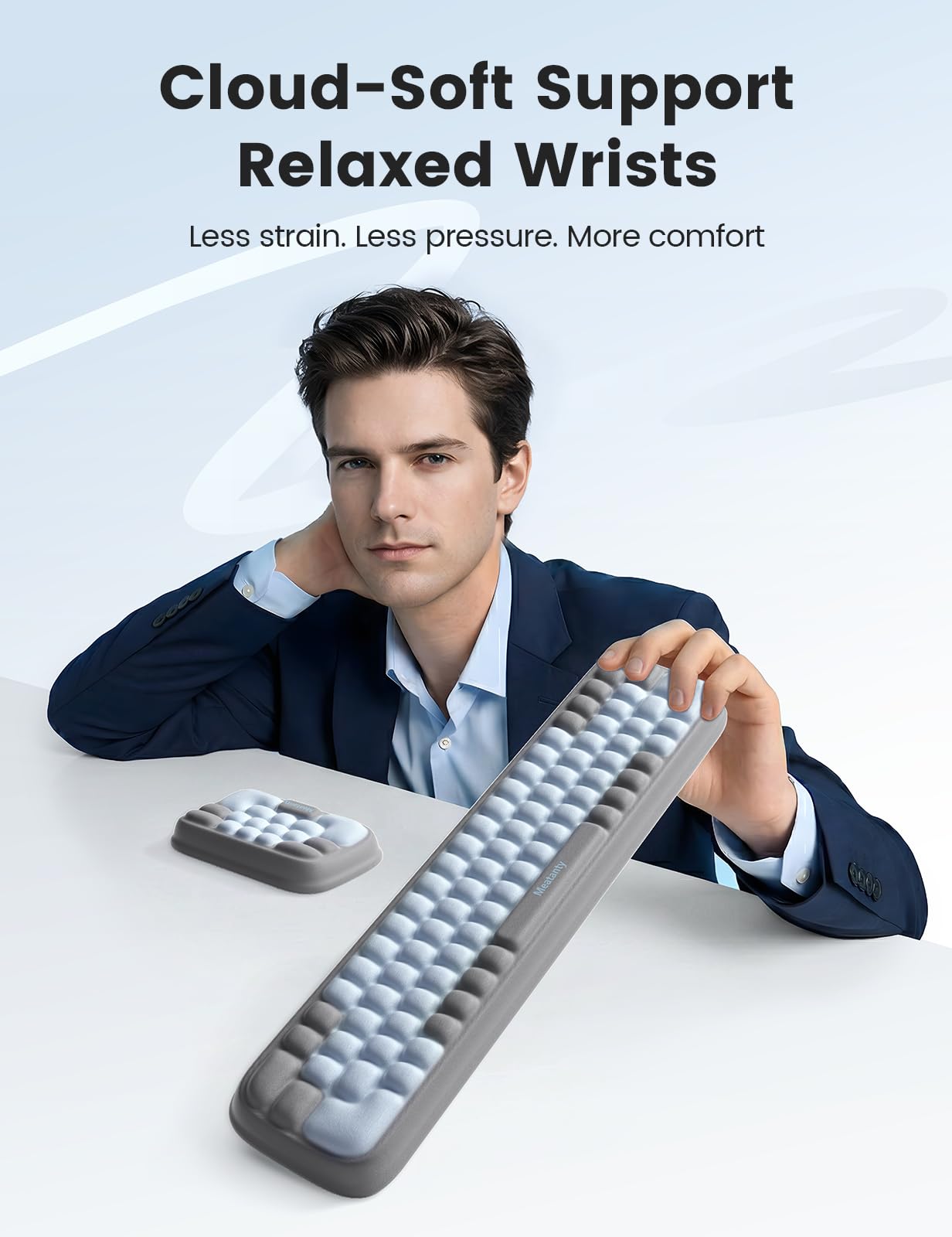 Meatanty Keyboard Wrist Rest and Mouse Rest Set, Ergonomic Computer Wrist Pad, Memory Foam Typing Support for Desk, Hand Palm Arm Rest Office Gaming