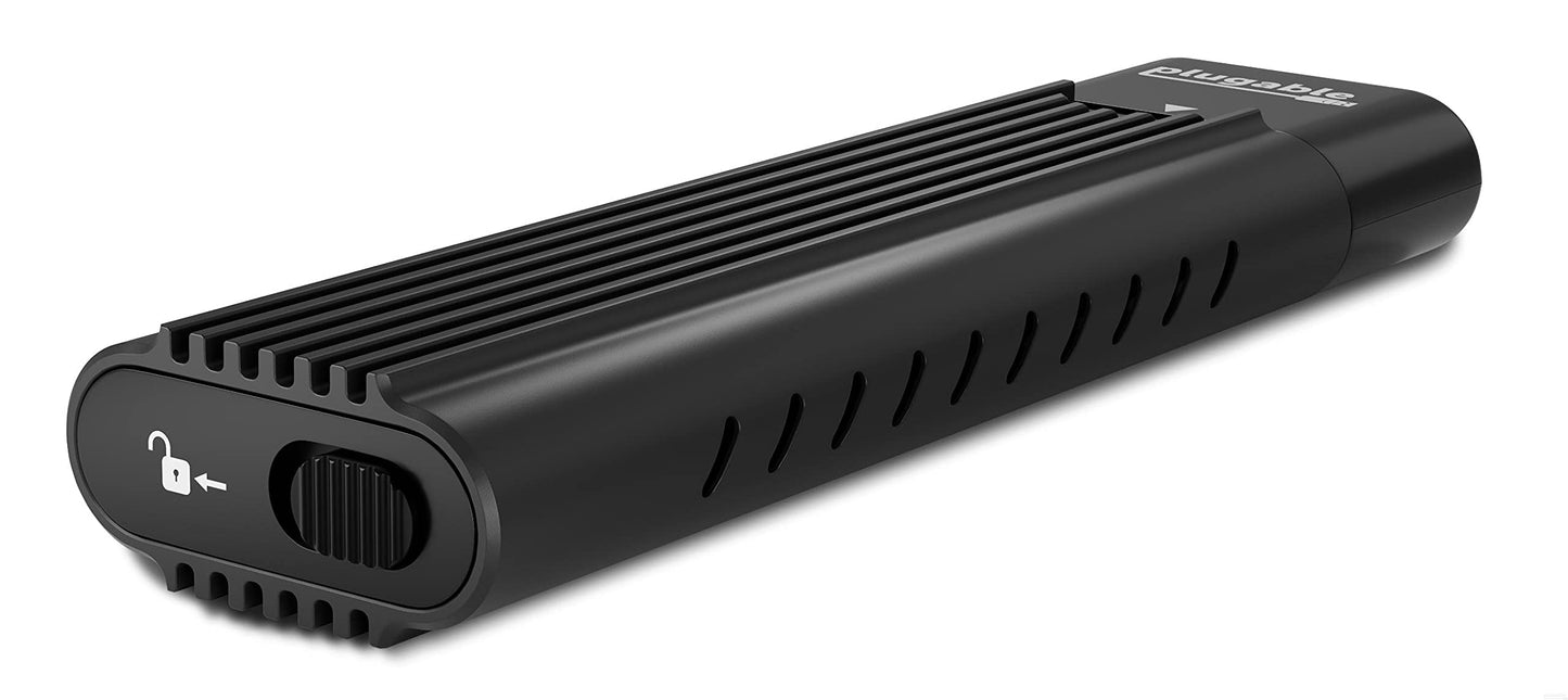 Plugable M.2 NVMe SSD Enclosure; Tool-Free & Driverless, USB 3 Type-C, Including Thunderbolt and USB4, at 10Gbps. for M.2 NVMe SSDs 2230 to 2280 PCIe