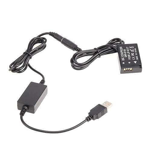 FocusFoto Full Decoded LP-E17 DR-E18 Dummy Battery DC Coupler + USB Power Supply Adapter Cable fit 5V 2A Power Bank for Canon EOS 77D 200D 800D 750D