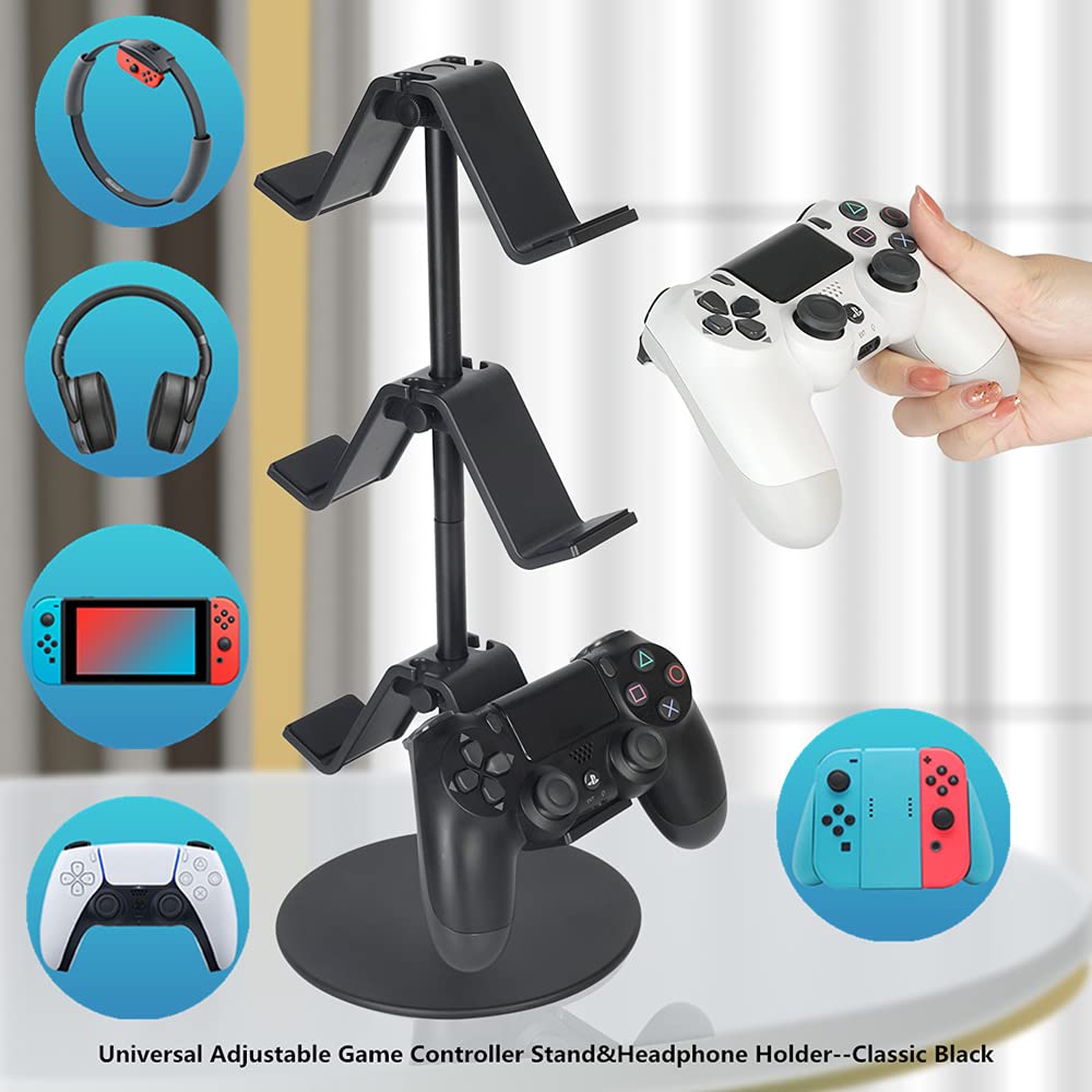 KELJUN Controller Stand 3 Tier,Headphone Holder, Multi Adjustable Game Controller Headset Hanger for All Universal Gaming PC Accessories, Xbox PS4 PS5