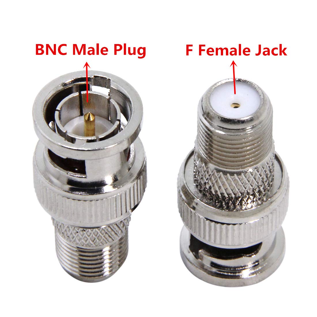 RFAdapter BNC to F Female, 10-Pack BNC Male to F Female Coax Connector Coupler, RG6, RG59 Coaxial Adapter for Scanner, Security Camera