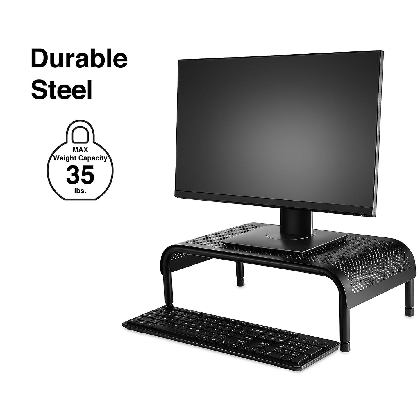 Staples Adjustable Steel Monitor Stand - Ergonomic Desktop Riser for Monitors, Laptops & Office Accessories