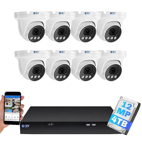 GW Security 16 Channel NVR UltraHD 12MP 6K Face/Human/Vehicle/License Plate Detection Security Camera System with 8 x 12MP IP Microphone Smart AI Dome