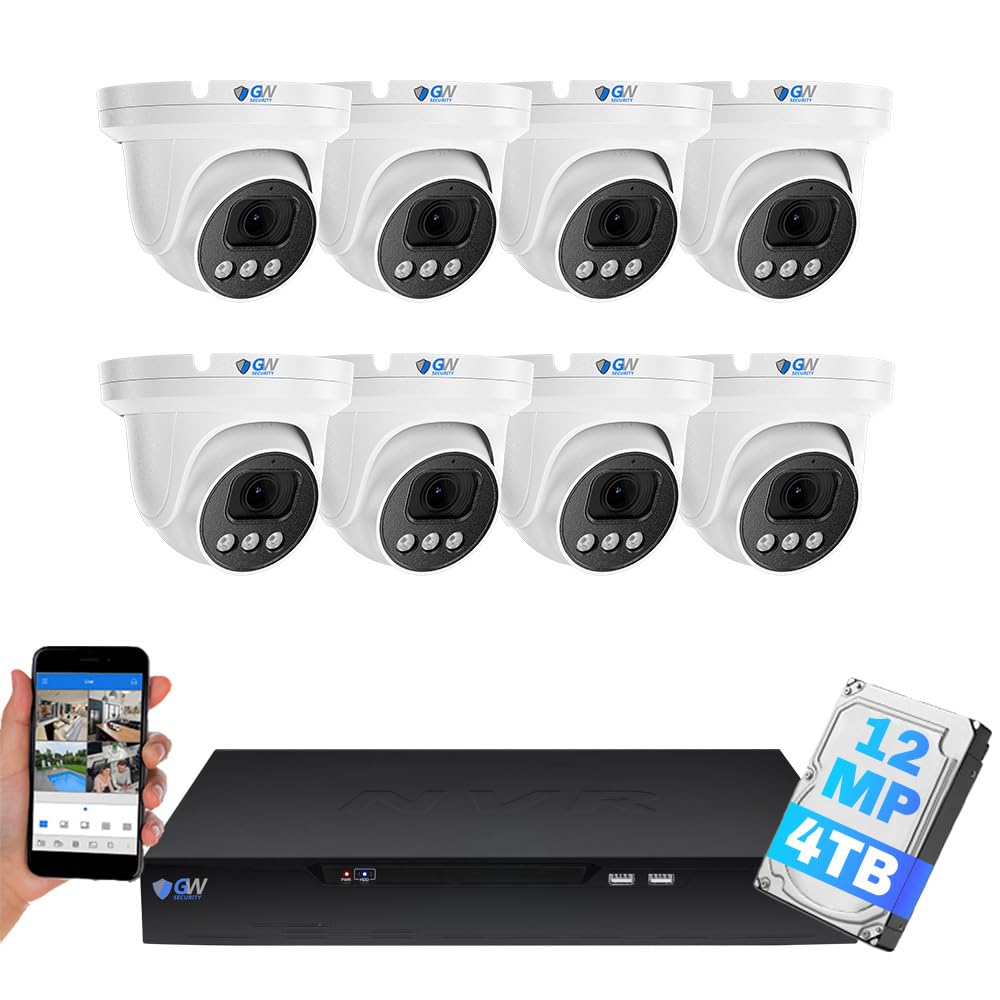GW Security 16 Channel NVR UltraHD 12MP 6K Face/Human/Vehicle/License Plate Detection Security Camera System with 8 x 12MP IP Microphone Smart AI Dome
