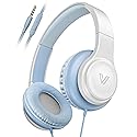 VOXii GE01 On-Ear Headphones w/Mic, Portable Lightweight Folding Stereo Bass Headphones for Smartphone, Tablet, Computer - Kids School (Blue)