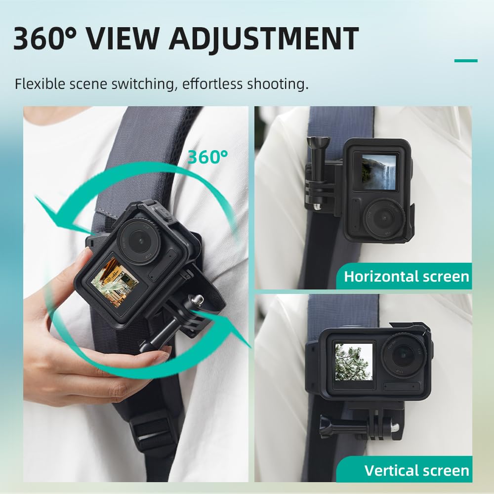 Coyktonty Swivel Backpack Clip Mount for DJI Osmo 360/Action 5 Pro/4 3 2/Pocket 3 2 1/Gopro Series/Insta360 X5/X4/X3/X2/Ace Pro/GO 3S/GO 3 360°