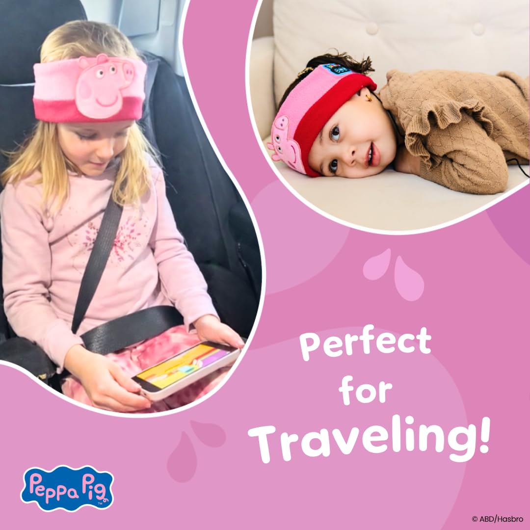 Bandou Peppa Pig Headphones - Kids Headband Headphones - Bluetooth Wireless Headband - Comfortable Headphones for Plane - Safe Volume Limit