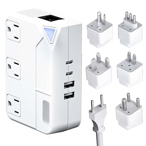 250W Conversion Plug, International Travel Converter with 2 USB and 2 USB-C Ports, lowering 220V to 110V for 100V-240V Areas and Different Countries…