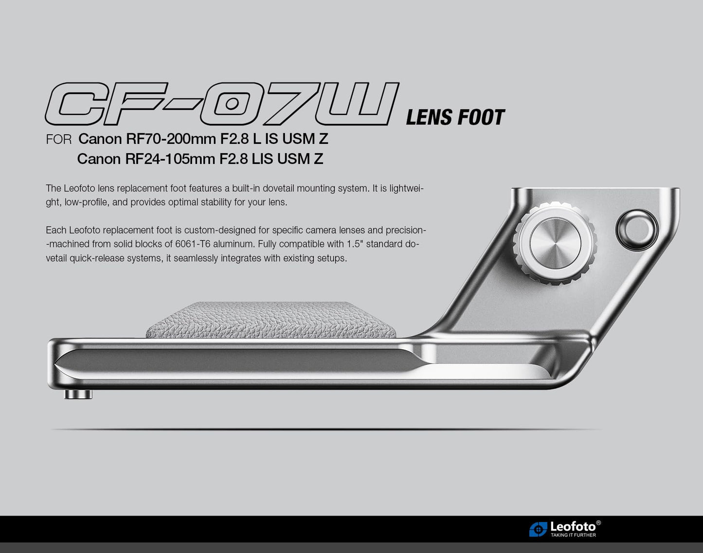 Leofoto CF-07W Replacement Foot for Canon RF70-200mm F2.8 L is USM Z / RF24-105mm F2.8 LIS USM Z