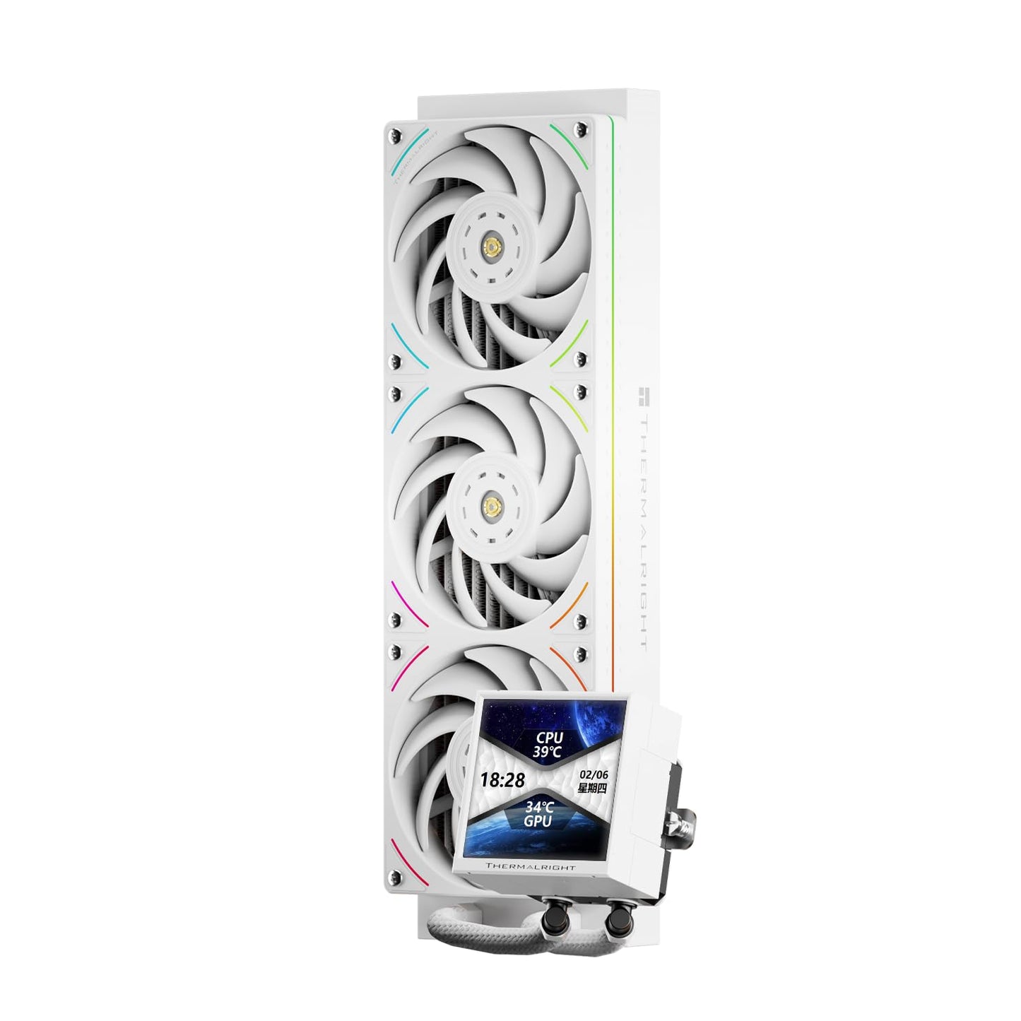 Thermalright Peerless Vision 360 UB ARGB White Aio CPU Liquid Cooler,IPS Screen with 480x480 Resolution-60HZ,3 Inline CPU Fans,for AM5/Intel