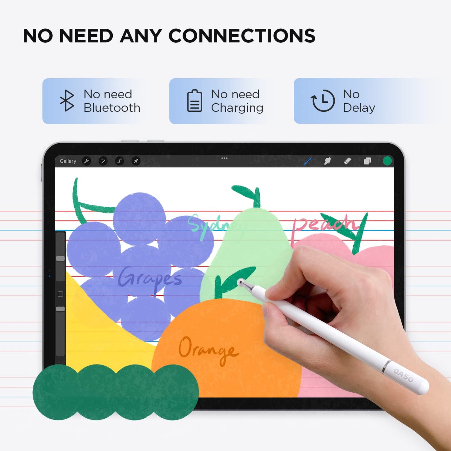 Pen for Samsung Tablet, Capacitive Disc Tip Stylus Pencil & Magnetic Cap Compatible with Apple iPad pro/iPad 6/7/8th/iPhone, Samsung Galaxy Tab A7/S7