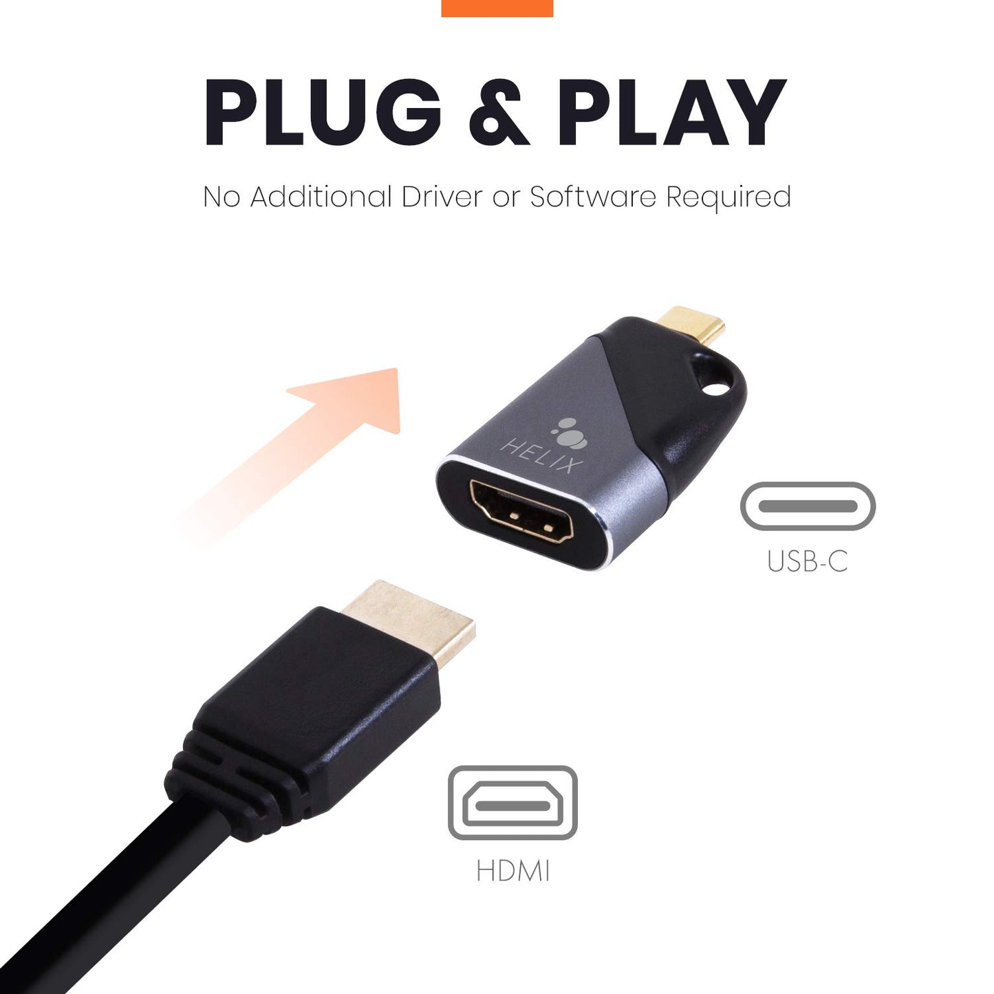 Helix USB Connect USB-C to HDMI Adapter, 4K Ultra-HD, HDMI Port
