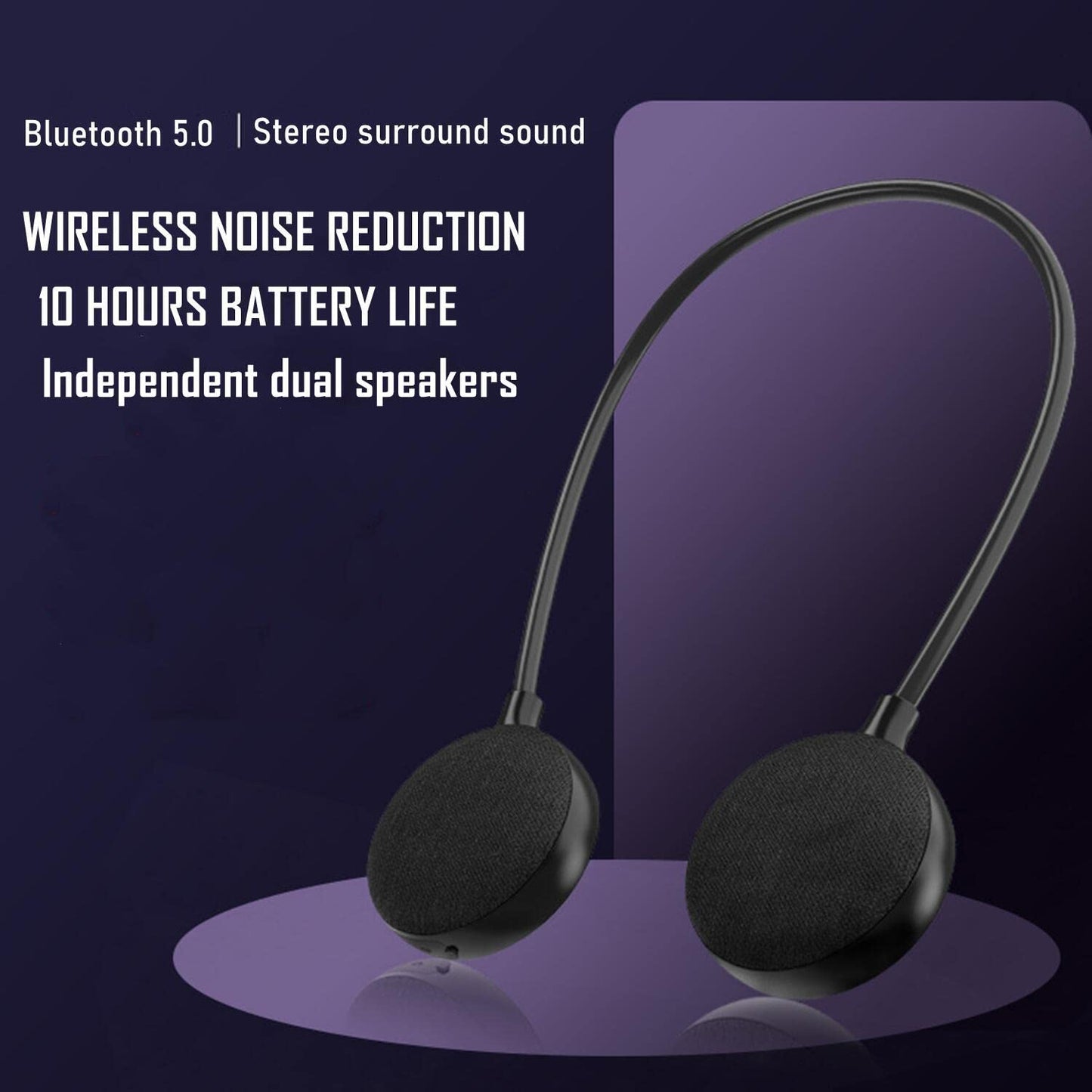 VANPEUSO Neckband Bluetooth Speaker - EBS-906, Bluetooth 5.3, Built-in mic, 10H Playtime, Portable Wireless Wearable Speaker (Black)
