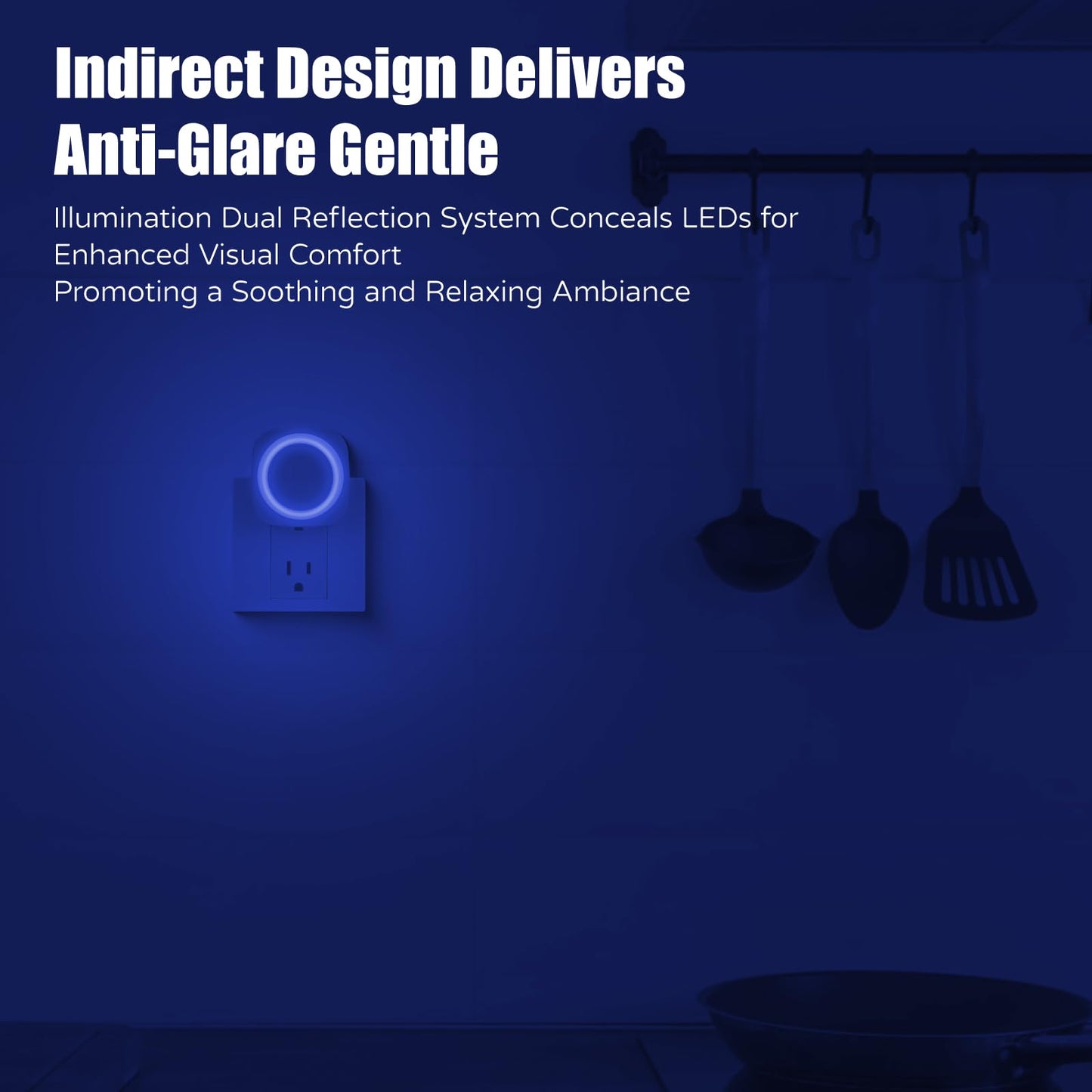 Fusunloh Blue Night Lights Plug in to Wall,4 Packs Dimmable Night Light with Auto Dusk to Dawn Sensor,Soft Glow Night Light for Bathroom