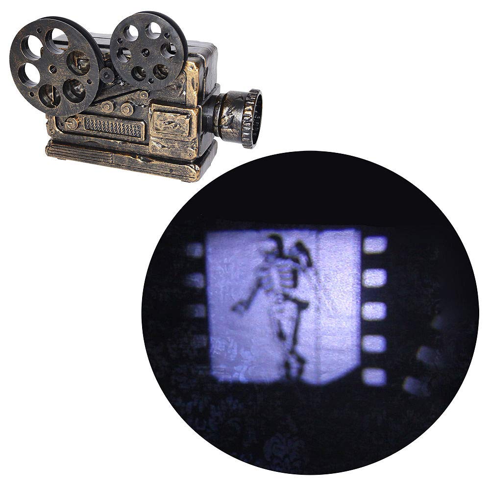 Animated Haunted Movie Projector with Sound Halloween Decoration, 3 3/4" W x 10 1/2" L x 5 1/4" H, by Magic Power