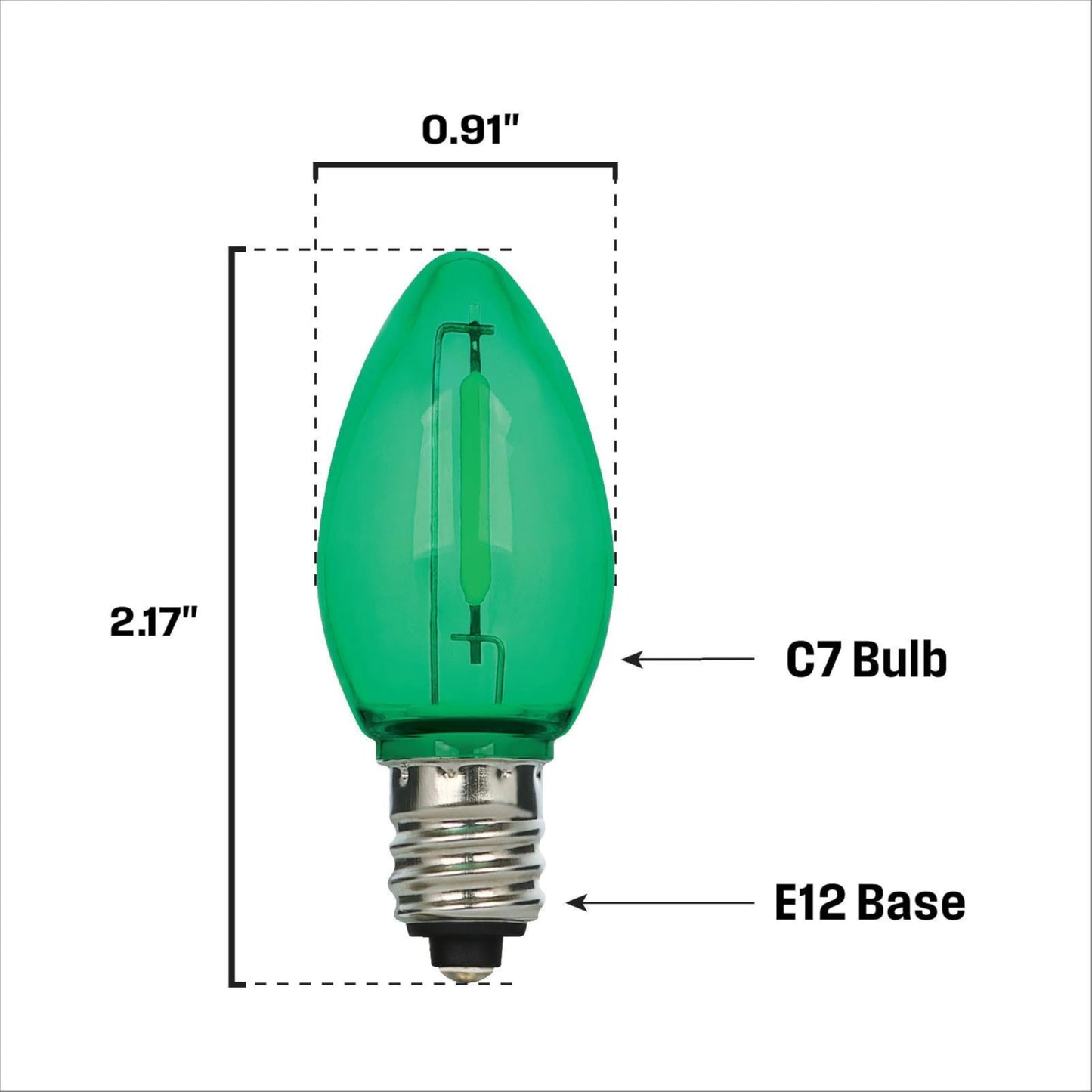 Westinghouse 0.6 Watt (7 Watt Equivalent) C7 Omni Filament LED Light Bulb Candelabra (E12) Base, 4-Pack (Green)
