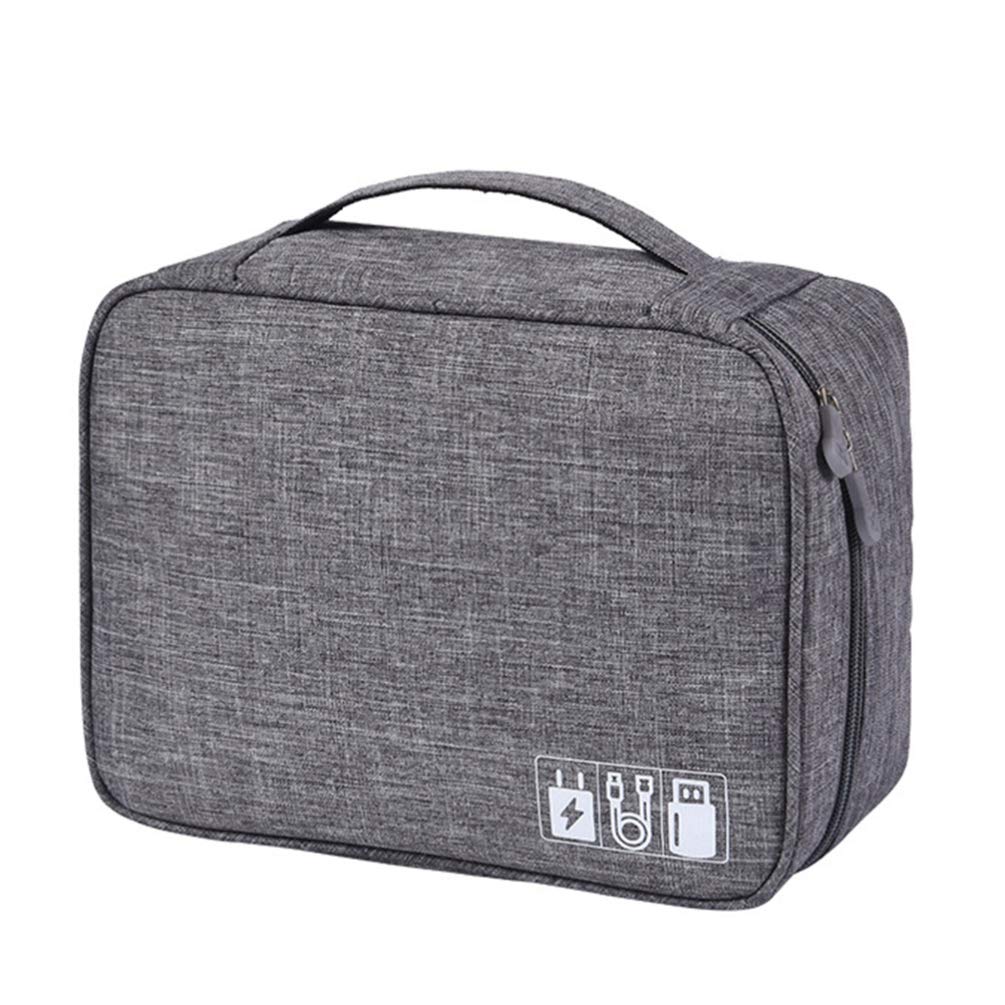 Hemobllo Electronics Accessories Organizer Portable Hard Drive Pouch Cord Case for Travel Grey