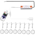 AIBOO Linkable Under Cabinet LED Lighting 12V Dimmable Puck Lights Hardwired with Wireless RF Remote Control for Kitchen Mood Lighting(8 Lights