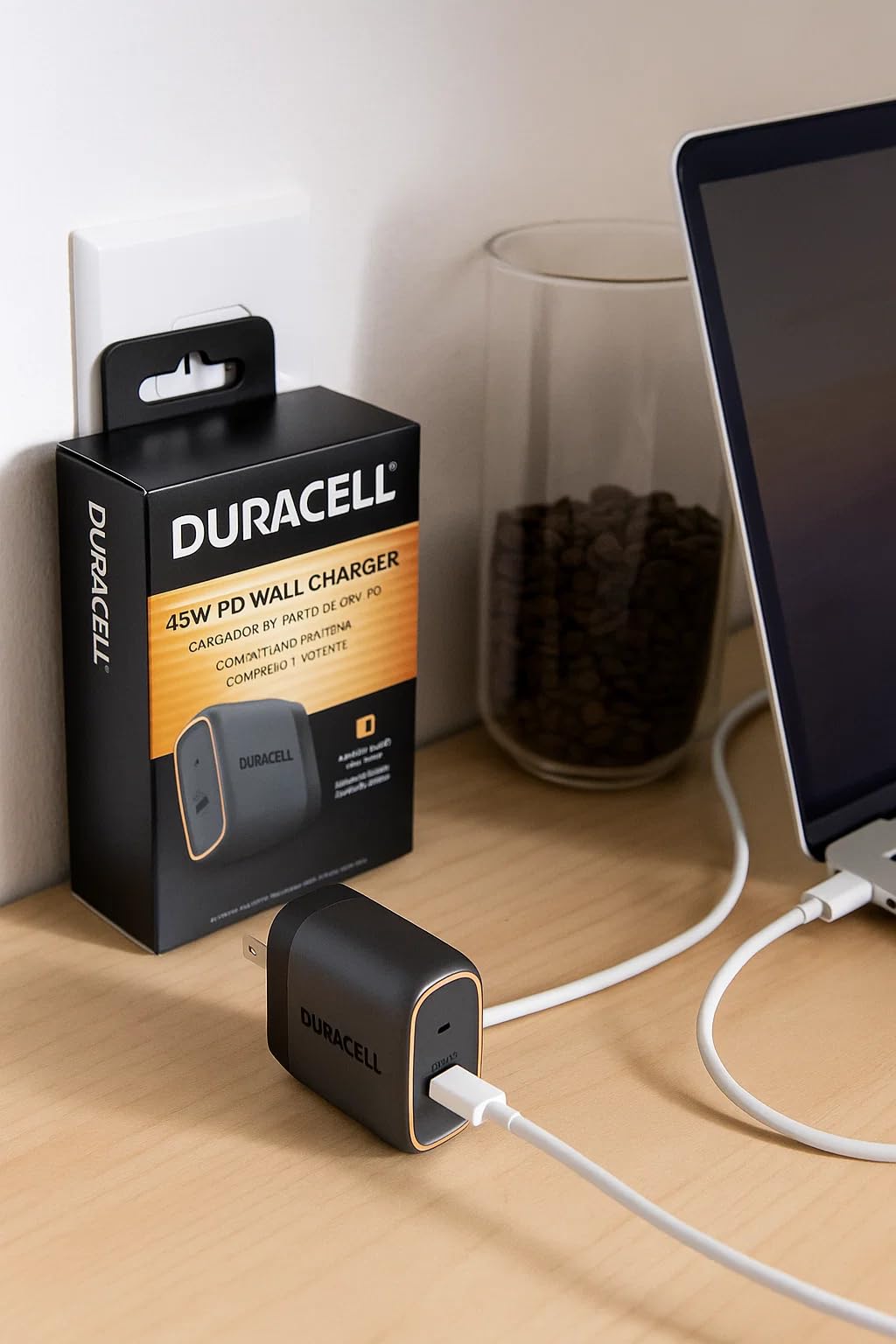 DURACELL 45W PD Folding Wall Plug | USB-C Wall Fast Charger | Excellent for Charging Your Smart Phone | Tablet | Laptop | Convenient for Travel |