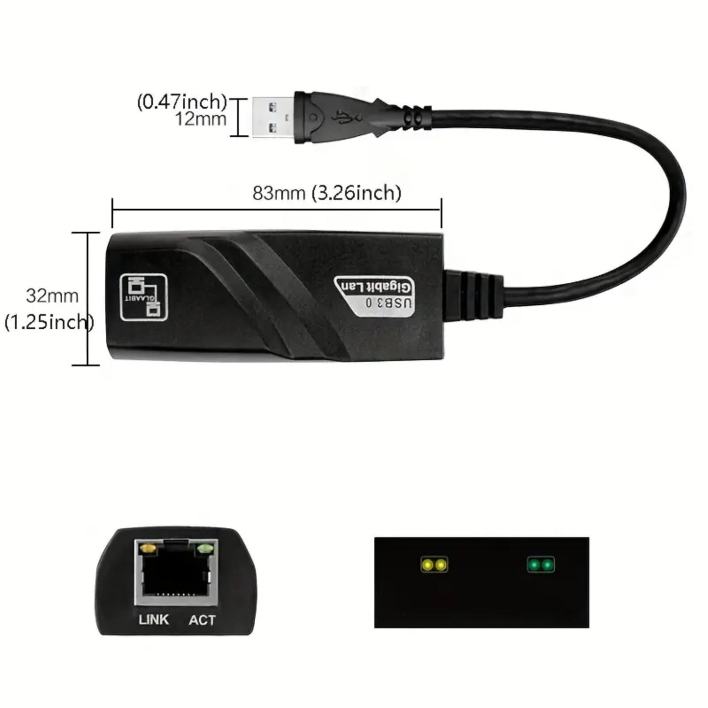 USB to Ethernet Adapter, Supports Nintendo Switch, Foldable USB 3.0 to Gigabit Ethernet LAN Network Adapter, Network Gigabit RJ45 LAN 10 100 1000 Mbps