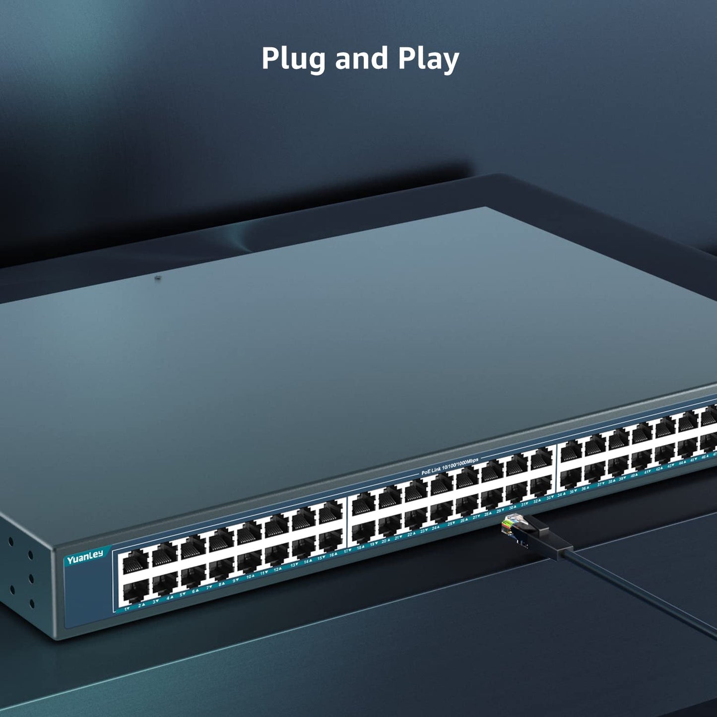 YuanLey 48 Port Gigabit PoE Switch Unmanaged with 2 1000Mbps SFP Uplink, 50 Port 802.3af/at 800W High Power PoE+ Network Switch, Metal Rackmount Power