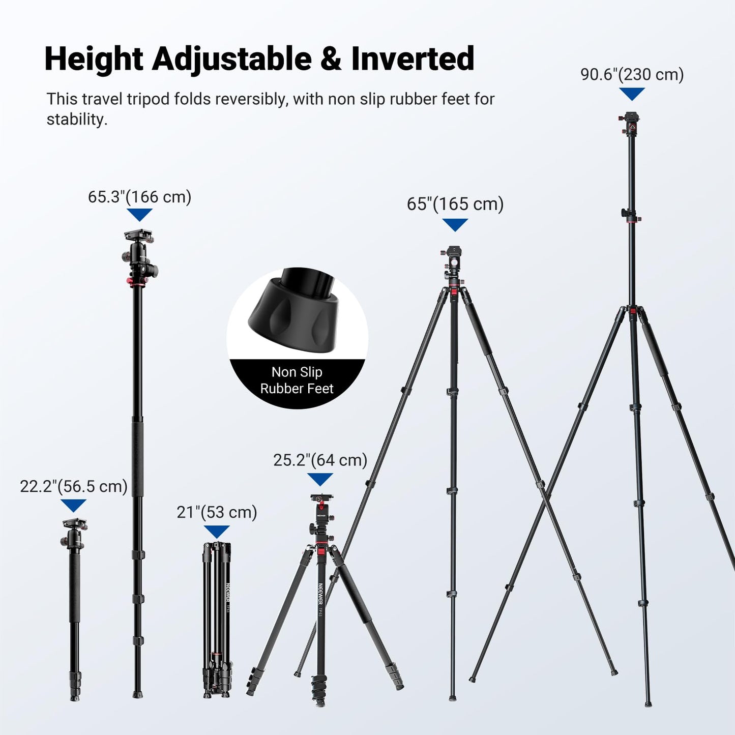 NEEWER 90 Inch Tall Overhead Horizontal Camera Tripod Monopod with Ball Head & Flexible Center Column, Metal DSLR Video Travel Stand, Arca Type QR