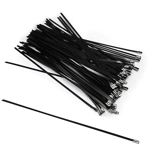 MroMax Stainless Steel Zip Ties 11.8 inches x 0.18 inches Metal Exhaust Wrap Multi-Purpose Electrical Cable Locking Cord Management Straps 100pcs