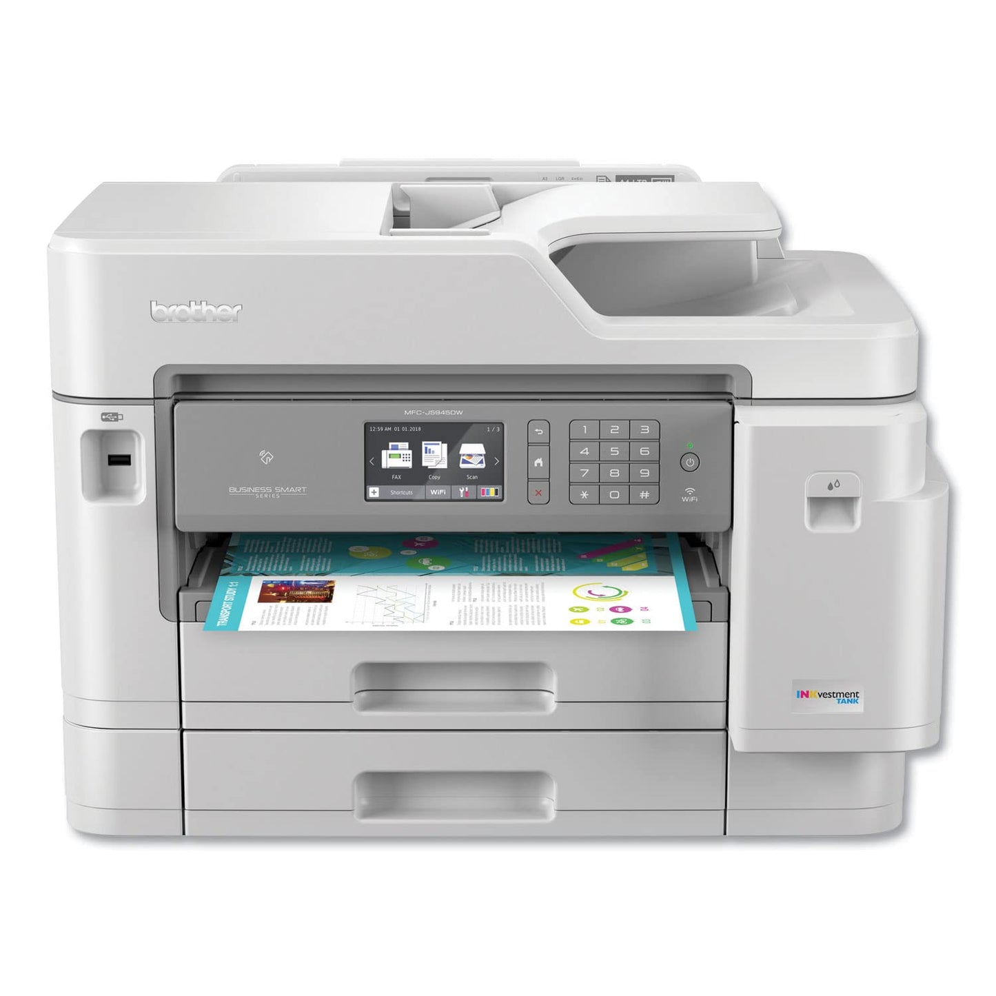 Brother Inkjet Printer, MFC-J5945DW, INKvestmentTank Color Inkjet All-in-One Printer with Wireless, Duplex Printing, NFC and Up to 1-Year