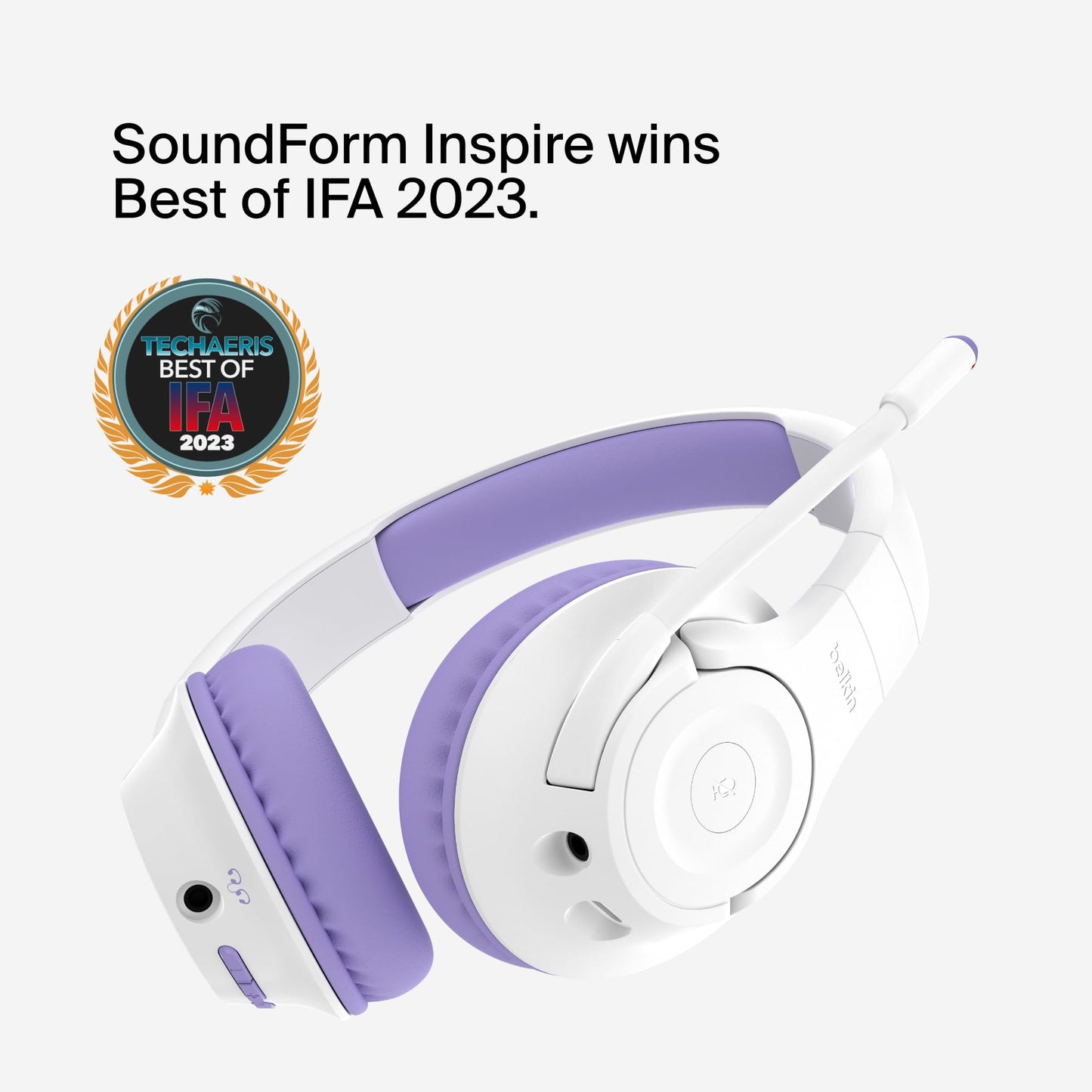 Belkin SoundForm Inspire Bluetooth Kids Headphones, 35H Battery Life