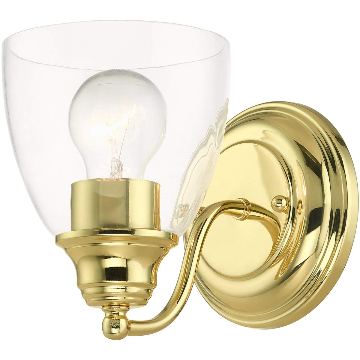 Livex Lighting 15131-02 Montgomery Collection 1-Light Bathroom Vanity Light with Clear Glass, Polished Brass, 5.38 x 7